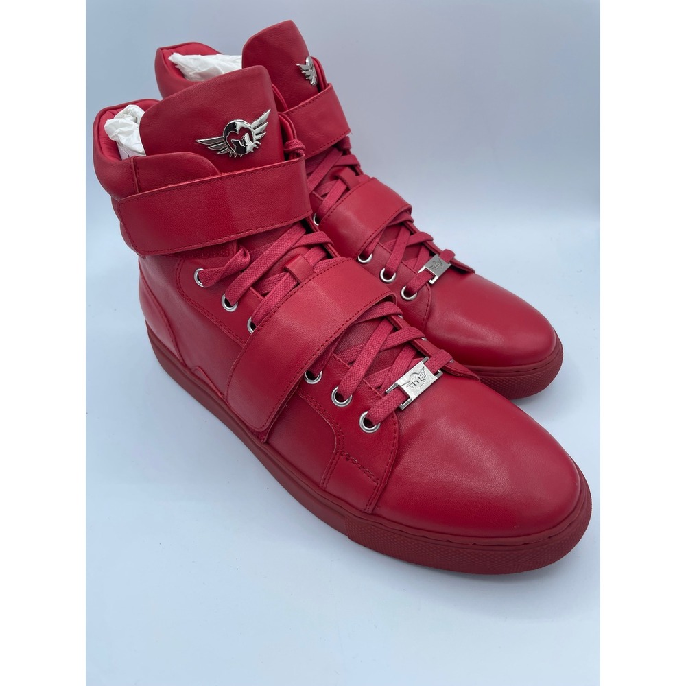 Ferrari Massari High Hustler Red Italian Calfskin Leather High Top‎ Sneakers 10